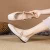 image:imageHee grand Square Toe Mary Jane Flats for Women Comfortable Ankle Buckle Ballet Flats PU Leather Dress Shoes539beige