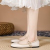 image:imageHee grand Square Toe Mary Jane Flats for Women Comfortable Ankle Buckle Ballet Flats PU Leather Dress Shoes539beige