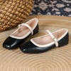 image:imageHee grand Square Toe Mary Jane Flats for Women Comfortable Ankle Buckle Ballet Flats PU Leather Dress Shoes539black