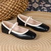 image:imageHee grand Square Toe Mary Jane Flats for Women Comfortable Ankle Buckle Ballet Flats PU Leather Dress Shoes539black