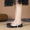 image:imageHee grand Square Toe Mary Jane Flats for Women Comfortable Ankle Buckle Ballet Flats PU Leather Dress Shoes539black