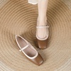 image:imageHee grand Square Toe Mary Jane Flats for Women Comfortable Ankle Buckle Ballet Flats PU Leather Dress Shoes539brown