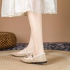 image:imageHee grand Square Toe Mary Jane Flats for Women Comfortable Ankle Buckle Ballet Flats PU Leather Dress Shoes539khaki