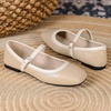 image:imageHee grand Square Toe Mary Jane Flats for Women Comfortable Ankle Buckle Ballet Flats PU Leather Dress Shoes539khaki