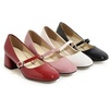 image:imageHee grand Vintage Mary Jane Shoes Chunky Heels for Women Square Toe Adjustable Strap Pump PU Leather Brogue Work Heels Dress Shoes130pink
