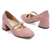 image:imageHee grand Vintage Mary Jane Shoes Chunky Heels for Women Square Toe Adjustable Strap Pump PU Leather Brogue Work Heels Dress Shoes130pink