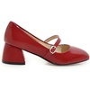 image:imageHee grand Vintage Mary Jane Shoes Chunky Heels for Women Square Toe Adjustable Strap Pump PU Leather Brogue Work Heels Dress Shoes130red
