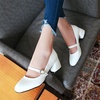 image:imageHee grand Vintage Mary Jane Shoes Chunky Heels for Women Square Toe Adjustable Strap Pump PU Leather Brogue Work Heels Dress Shoes130white
