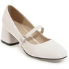 image:imageHee grand Vintage Mary Jane Shoes Chunky Heels for Women Square Toe Adjustable Strap Pump PU Leather Brogue Work Heels Dress Shoes130white