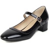 image:imageHee grand Vintage Mary Jane Shoes Chunky Heels for Women Square Toe Adjustable Strap Pump PU Leather Brogue Work Heels Dress Shoes139black