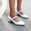 image:imageHee grand Vintage Mary Jane Shoes Chunky Heels for Women Square Toe Adjustable Strap Pump PU Leather Brogue Work Heels Dress Shoes139white