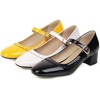 image:imageHee grand Vintage Mary Jane Shoes Chunky Heels for Women Square Toe Adjustable Strap Pump PU Leather Brogue Work Heels Dress Shoes139white