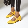 image:imageHee grand Vintage Mary Jane Shoes Chunky Heels for Women Square Toe Adjustable Strap Pump PU Leather Brogue Work Heels Dress Shoes139yellow