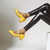 image:imageHee grand Vintage Mary Jane Shoes Chunky Heels for Women Square Toe Adjustable Strap Pump PU Leather Brogue Work Heels Dress Shoes139yellow
