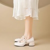 image:imageHee grand Vintage Mary Jane Shoes Chunky Heels for Women Square Toe Adjustable Strap Pump PU Leather Brogue Work Heels Dress Shoes517apricot