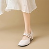 image:imageHee grand Vintage Mary Jane Shoes Chunky Heels for Women Square Toe Adjustable Strap Pump PU Leather Brogue Work Heels Dress Shoes517apricot