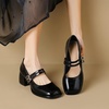 image:imageHee grand Vintage Mary Jane Shoes Chunky Heels for Women Square Toe Adjustable Strap Pump PU Leather Brogue Work Heels Dress Shoes517black