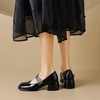 image:imageHee grand Vintage Mary Jane Shoes Chunky Heels for Women Square Toe Adjustable Strap Pump PU Leather Brogue Work Heels Dress Shoes517black