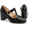 image:imageHee grand Vintage Mary Jane Shoes Chunky Heels for Women Square Toe Adjustable Strap Pump PU Leather Brogue Work Heels Dress Shoes519black