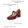 image:imageHee grand Vintage Mary Jane Shoes Chunky Heels for Women Square Toe Adjustable Strap Pump PU Leather Brogue Work Heels Dress Shoes519wine Red