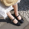 image:imageHee grand Vintage Mary Jane Shoes Chunky Heels for Women Square Toe Adjustable Strap Pump PU Leather Brogue Work Heels Dress ShoesBlack