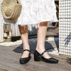 image:imageHee grand Vintage Mary Jane Shoes Chunky Heels for Women Square Toe Adjustable Strap Pump PU Leather Brogue Work Heels Dress ShoesBlack