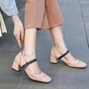 image:imageHee grand Vintage Mary Jane Shoes Chunky Heels for Women Square Toe Adjustable Strap Pump PU Leather Brogue Work Heels Dress ShoesPink