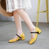 image:imageHee grand Vintage Mary Jane Shoes Chunky Heels for Women Square Toe Adjustable Strap Pump PU Leather Brogue Work Heels Dress ShoesYellow