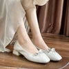 image:imageHee grand Women Closed Square Toe Chunky Block Heels Cute Bowknot Dress Shoes Pumps Comfortable Low Heel Slip Ons for Office192beige