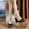 image:imageHee grand Women Closed Square Toe Chunky Block Heels Cute Bowknot Dress Shoes Pumps Comfortable Low Heel Slip Ons for Office192black