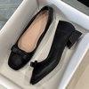 image:imageHee grand Women Closed Square Toe Chunky Block Heels Cute Bowknot Dress Shoes Pumps Comfortable Low Heel Slip Ons for Office192black