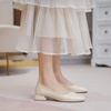 image:imageHee grand Women Closed Square Toe Chunky Block Heels Cute Bowknot Dress Shoes Pumps Comfortable Low Heel Slip Ons for Office513apricot