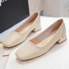 image:imageHee grand Women Closed Square Toe Chunky Block Heels Cute Bowknot Dress Shoes Pumps Comfortable Low Heel Slip Ons for Office513apricot