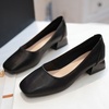 image:imageHee grand Women Closed Square Toe Chunky Block Heels Cute Bowknot Dress Shoes Pumps Comfortable Low Heel Slip Ons for Office513black