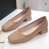 image:imageHee grand Women Closed Square Toe Chunky Block Heels Cute Bowknot Dress Shoes Pumps Comfortable Low Heel Slip Ons for Office513khaki