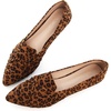 image:imageHee grand Women Fashion Bowknot Flats Comfort Pointed Toe Dress Shoes Slip On Ballet Shoes Driving Flats162leopard Brownsuede