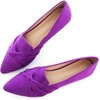 image:imageHee grand Women Fashion Bowknot Flats Comfort Pointed Toe Dress Shoes Slip On Ballet Shoes Driving Flats162purplesuede