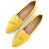 image:imageHee grand Women Fashion Bowknot Flats Comfort Pointed Toe Dress Shoes Slip On Ballet Shoes Driving Flats162yellowsuede