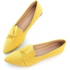 image:imageHee grand Women Fashion Bowknot Flats Comfort Pointed Toe Dress Shoes Slip On Ballet Shoes Driving Flats162yellowsuede