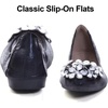 image:imageHee grand Women Foldable Ballet Flats Bling Rhinestones Soft Leather Pointy Toe Flats Sparkle Wedding Dress Shoes Comfort Slip on Loafers Big SizeAblack