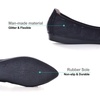 image:imageHee grand Women Foldable Ballet Flats Bling Rhinestones Soft Leather Pointy Toe Flats Sparkle Wedding Dress Shoes Comfort Slip on Loafers Big SizeAblack