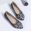image:imageHee grand Women Foldable Ballet Flats Bling Rhinestones Soft Leather Pointy Toe Flats Sparkle Wedding Dress Shoes Comfort Slip on Loafers Big SizeAblue