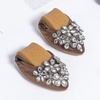 image:imageHee grand Women Foldable Ballet Flats Bling Rhinestones Soft Leather Pointy Toe Flats Sparkle Wedding Dress Shoes Comfort Slip on Loafers Big SizeAbrown