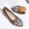 image:imageHee grand Women Foldable Ballet Flats Bling Rhinestones Soft Leather Pointy Toe Flats Sparkle Wedding Dress Shoes Comfort Slip on Loafers Big SizeAbrown