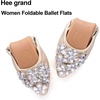 image:imageHee grand Women Foldable Ballet Flats Bling Rhinestones Soft Leather Pointy Toe Flats Sparkle Wedding Dress Shoes Comfort Slip on Loafers Big SizeAgold