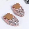 image:imageHee grand Women Foldable Ballet Flats Bling Rhinestones Soft Leather Pointy Toe Flats Sparkle Wedding Dress Shoes Comfort Slip on Loafers Big SizeApink