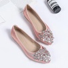 image:imageHee grand Women Foldable Ballet Flats Bling Rhinestones Soft Leather Pointy Toe Flats Sparkle Wedding Dress Shoes Comfort Slip on Loafers Big SizeApink