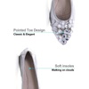 image:imageHee grand Women Foldable Ballet Flats Bling Rhinestones Soft Leather Pointy Toe Flats Sparkle Wedding Dress Shoes Comfort Slip on Loafers Big SizeAsilver