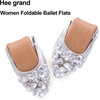 image:imageHee grand Women Foldable Ballet Flats Bling Rhinestones Soft Leather Pointy Toe Flats Sparkle Wedding Dress Shoes Comfort Slip on Loafers Big SizeAsilver