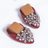 image:imageHee grand Women Foldable Ballet Flats Bling Rhinestones Soft Leather Pointy Toe Flats Sparkle Wedding Dress Shoes Comfort Slip on Loafers Big SizeAwine Red